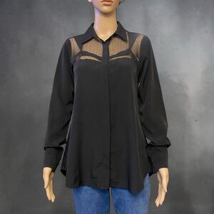 Nanette Lepore Black Sheer Panel Blouse
